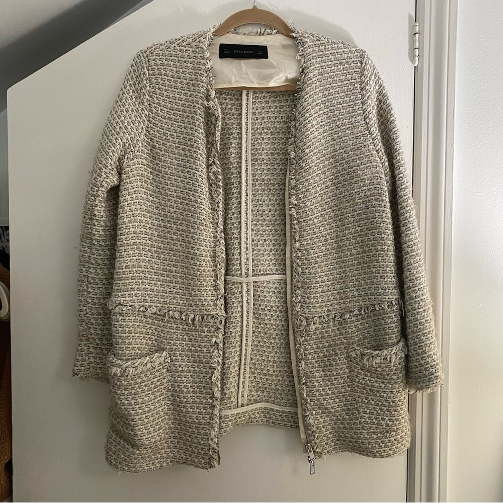 Zara Basic Size S Boucle Long Blazer
